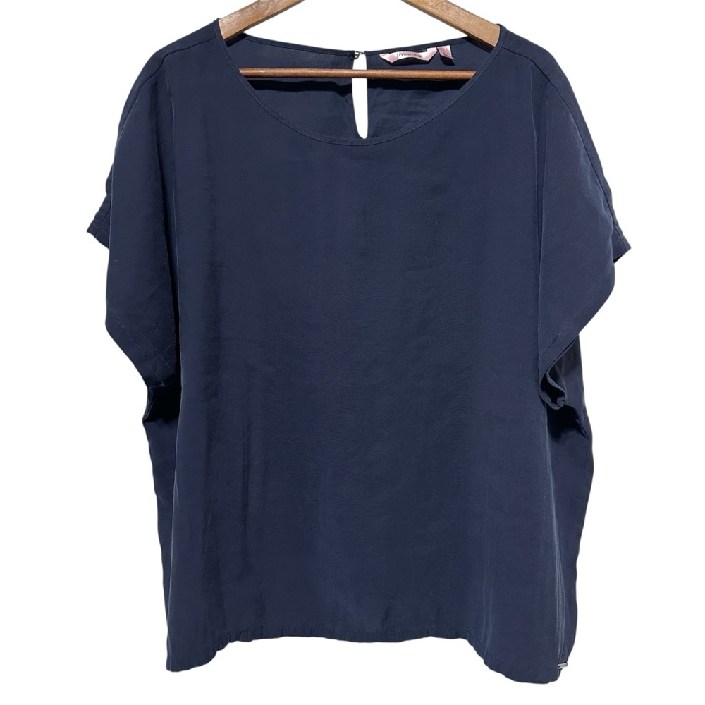 LA VIE EN ROSE Navy Boxy Minimalist Coastal Grandmother Blouse XXL